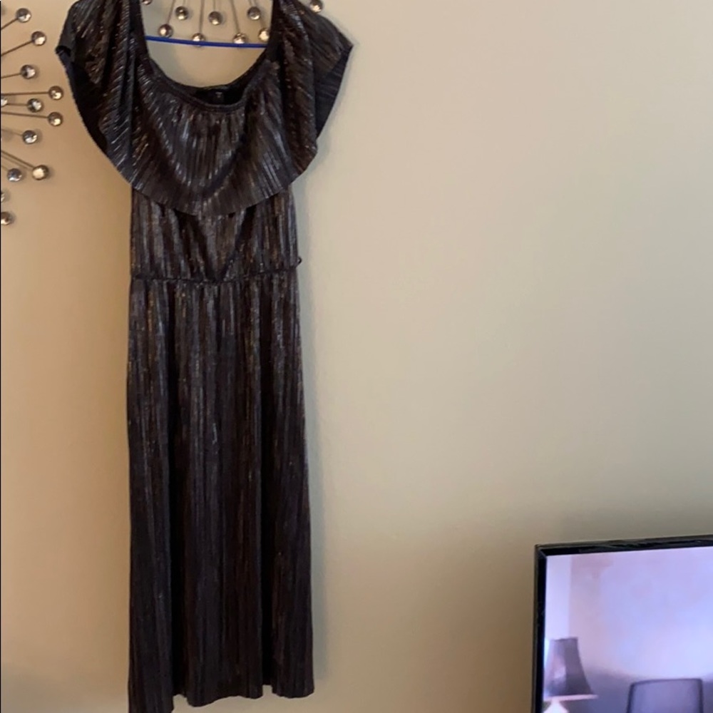 Off the shoulder metallic dress